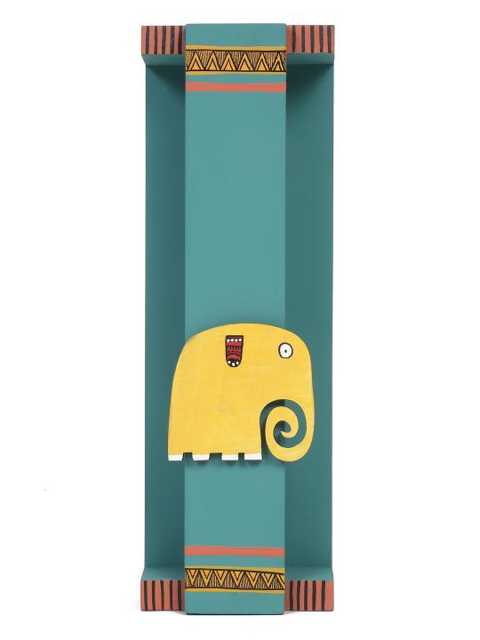 Shilpkara 'Happy Elephant' Handcrafted Wall Mounted Wooden Towel Rack Holder - Kitchen Towel Holder for Kitchen Face & Hand Towel Stand Hangers Bathroom Towel Ring for Wash Basin Bedroom Wall DÃ©cor