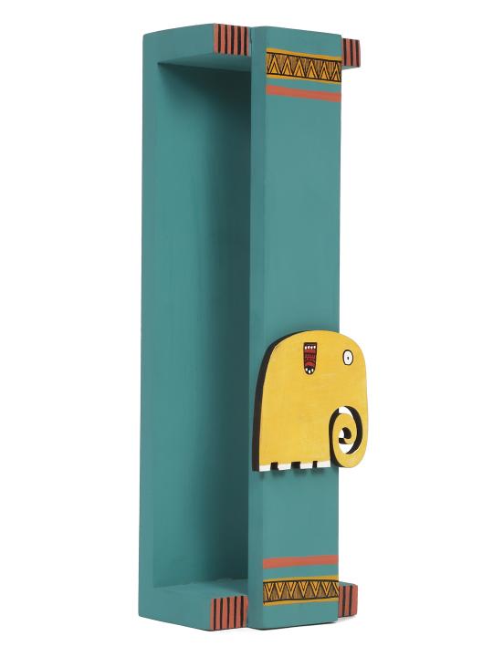 Shilpkara 'Happy Elephant' Handcrafted Wall Mounted Wooden Towel Rack Holder - Kitchen Towel Holder for Kitchen Face & Hand Towel Stand Hangers Bathroom Towel Ring for Wash Basin Bedroom Wall DÃ©cor