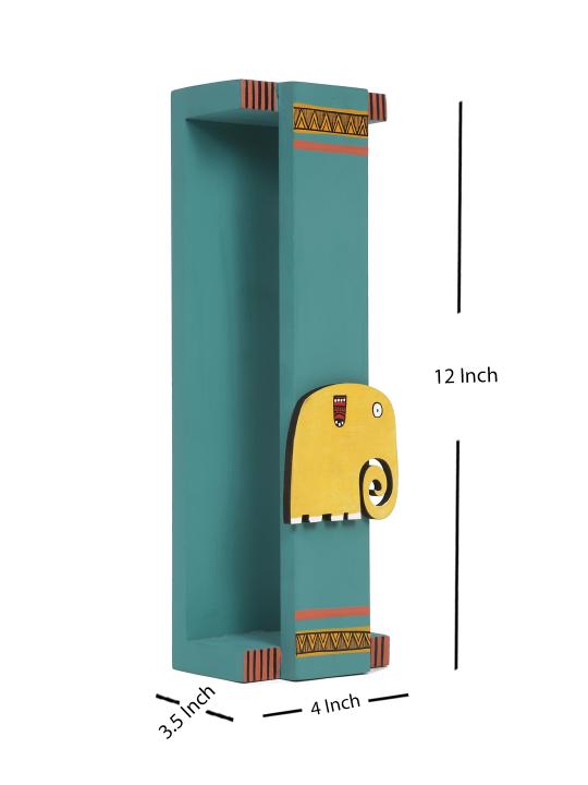 Shilpkara 'Happy Elephant' Handcrafted Wall Mounted Wooden Towel Rack Holder - Kitchen Towel Holder for Kitchen Face & Hand Towel Stand Hangers Bathroom Towel Ring for Wash Basin Bedroom Wall DÃ©cor