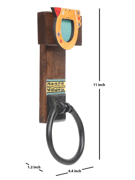 Shilpkara 'Tribal Bird' Handcrafted Towel Ring Holder in Mango Wood - Kitchen Towel Holder for Kitchen Face & Hand Towel Stand Hangers Bathroom Towel Ring for Wash Basin Bedroom Wall DÃ©cor