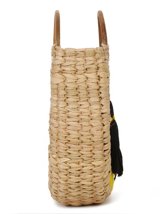 Shilpkara Boho Chic Beauty Handcrafted Organic Eco-Friendly Kouna Grass Bag with Embroidery (Multicolor)