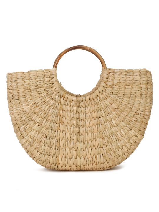 Shilpkara Boho Chic Beauty Handcrafted Organic Eco-Friendly Kouna Grass Bag with Embroidery (Multicolor)