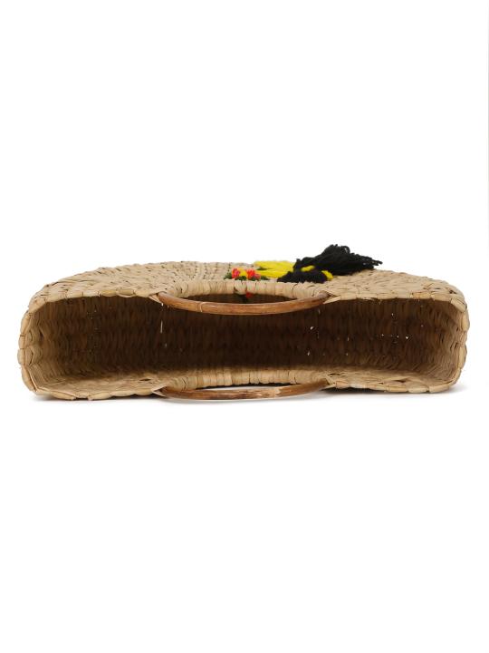 Shilpkara Boho Chic Beauty Handcrafted Organic Eco-Friendly Kouna Grass Bag with Embroidery (Multicolor)