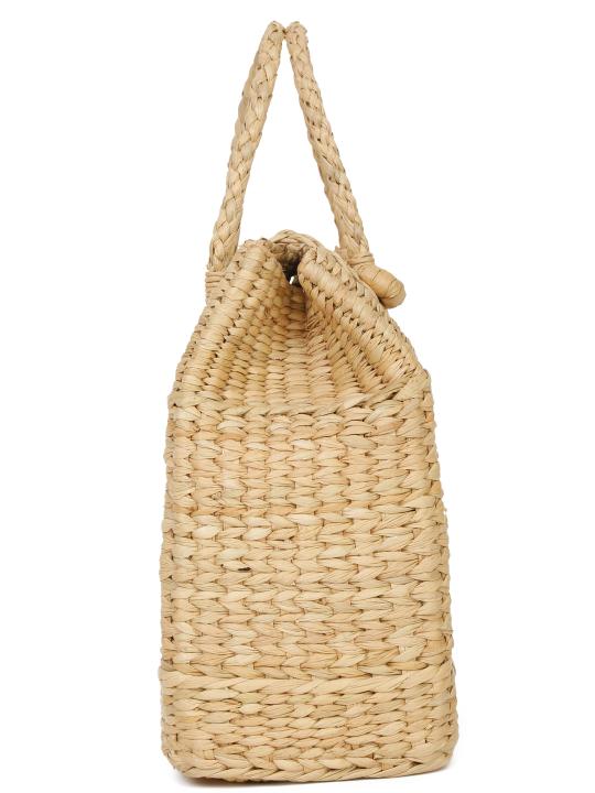 Shilpkara Tropical Elegance Handcrafted Organic Eco-Friendly Kouna Sea Grass Bag with Embroidery (Beige)