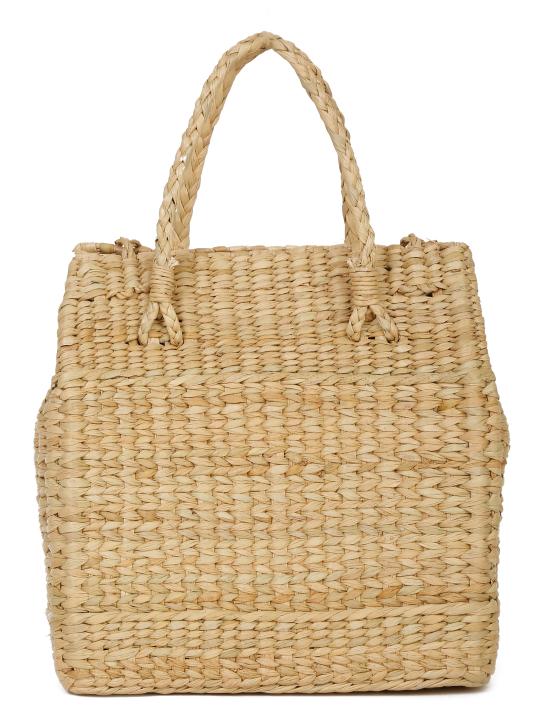 Shilpkara Tropical Elegance Handcrafted Organic Eco-Friendly Kouna Sea Grass Bag with Embroidery (Beige)
