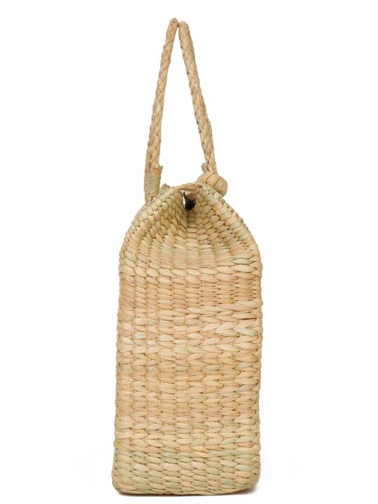 Shilpkara Rustic Charm Handwoven Organic Eco-Friendly Kouna Sea Grass Multi Purpose Market Bag Picnic Basket (Beige)