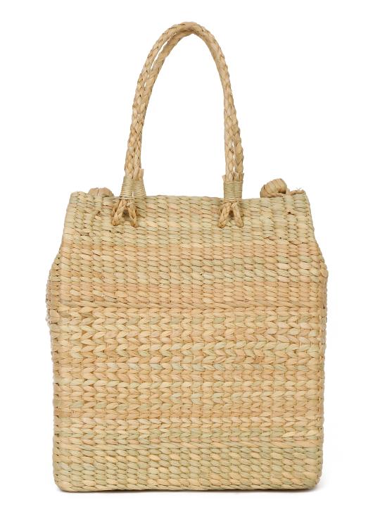 Shilpkara Rustic Charm Handwoven Organic Eco-Friendly Kouna Sea Grass Multi Purpose Market Bag Picnic Basket (Beige)