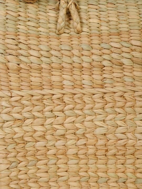Shilpkara Rustic Charm Handwoven Organic Eco-Friendly Kouna Sea Grass Multi Purpose Market Bag Picnic Basket (Beige)