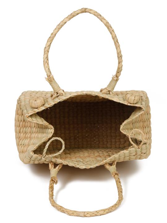 Shilpkara Rustic Charm Handwoven Organic Eco-Friendly Kouna Sea Grass Multi Purpose Market Bag Picnic Basket (Beige)