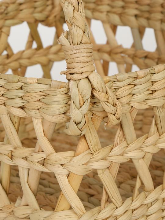 Shilpkara Artisanal Lattice Impressions Handcrafted Organic Eco-Friendly Kouna Sea Grass Rectangular Basket with Lattice Design (Beige, 8 x 8 x 5 inch)