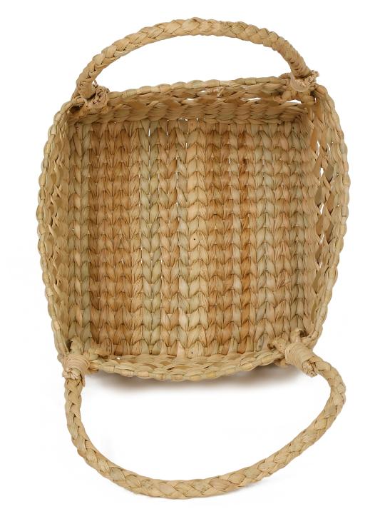 Shilpkara Artisanal Lattice Impressions Handcrafted Organic Eco-Friendly Kouna Sea Grass Rectangular Basket with Lattice Design (Beige, 8 x 8 x 5 inch)