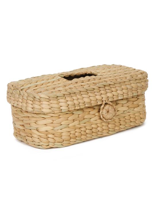 Shilpkara Tropical Decor Handcrafted Unique Sustainable Organic Kouna Grass Napkin Stand Tissue Box (Beige)