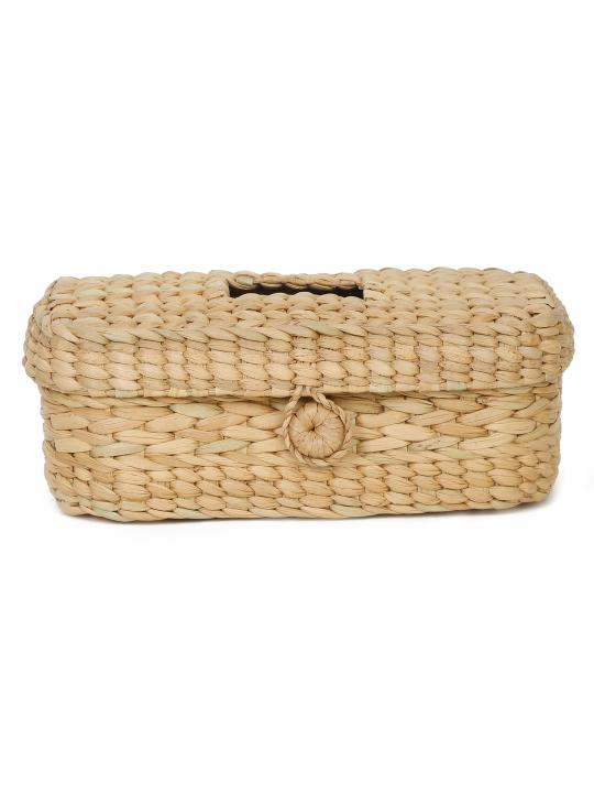 Shilpkara Tropical Decor Handcrafted Unique Sustainable Organic Kouna Grass Napkin Stand Tissue Box (Beige)