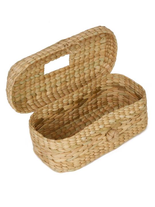 Shilpkara Tropical Decor Handcrafted Unique Sustainable Organic Kouna Grass Napkin Stand Tissue Box (Beige)