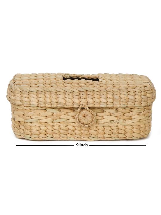 Shilpkara Tropical Decor Handcrafted Unique Sustainable Organic Kouna Grass Napkin Stand Tissue Box (Beige)