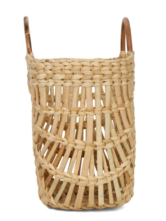 Shilpkara "Versatile V-Shaped Handcrafted Organic Eco-friendly Kouna Sea Grass Shopping Market Bag with Cane Handle (Beige, 16.5 x 6 x 10.5 Inch)