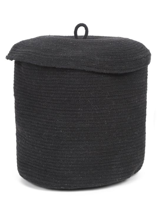 Shilpkara Laundry Oasis Handwoven Organic Natural Cotton Dori Jute Washing Sack Organiser Laundry Basket (Black)