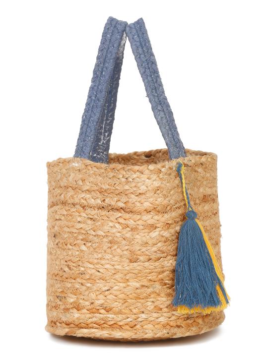 Shilpkara Nature's Nest Handwoven Organic Natural Jute Planter Cum Eco-Friendly Cotton Dori Storage Basket (Brown)