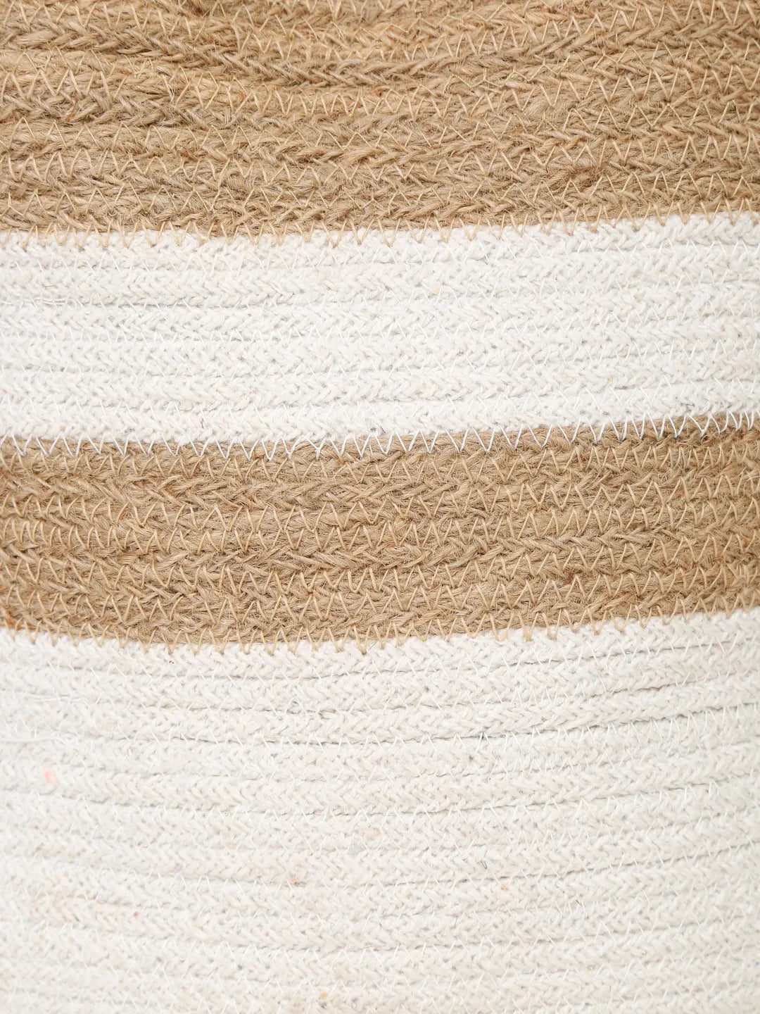 Shilpkara "Earthly Essence" Handwoven Organic Natural Jute Planter Cum  Eco-Friendly Cotton Dori Storage Basket (White & Brown)