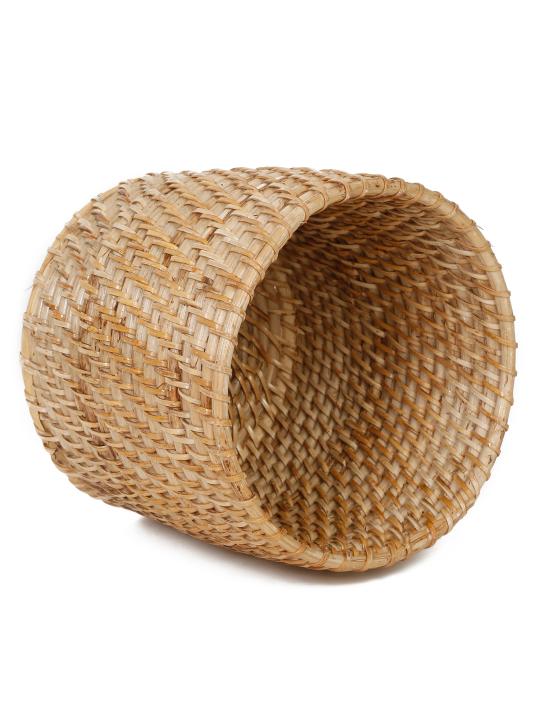 Shilpkara Rattan Retreat Handcrafted Eco-Friendly Organic Circular Rattan Organiser Container Bin Multi-Utility Storage Basket (8 x 8 Inches)