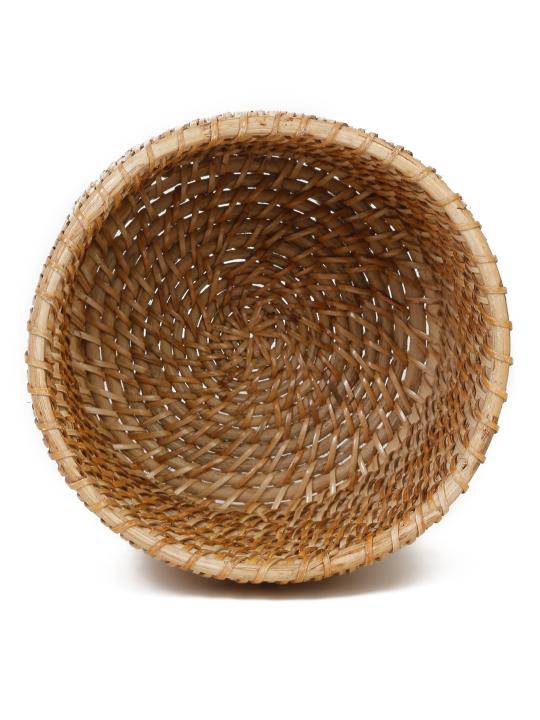 Shilpkara Rattan Retreat Handcrafted Eco-Friendly Organic Circular Rattan Organiser Container Bin Multi-Utility Storage Basket (8 x 8 Inches)