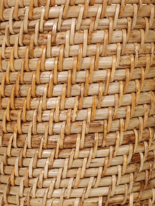 Shilpkara Rattan Retreat Handcrafted Eco-Friendly Organic Circular Rattan Organiser Container Bin Multi-Utility Storage Basket (8 x 8 Inches)