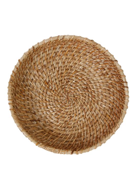 Shilpkara Circular Charm Handcrafted Eco-Friendly Organic Circular Multi-Utility Rattan Storage Organiser Fruit Basket (10 x 10 x 5.3 Inches)