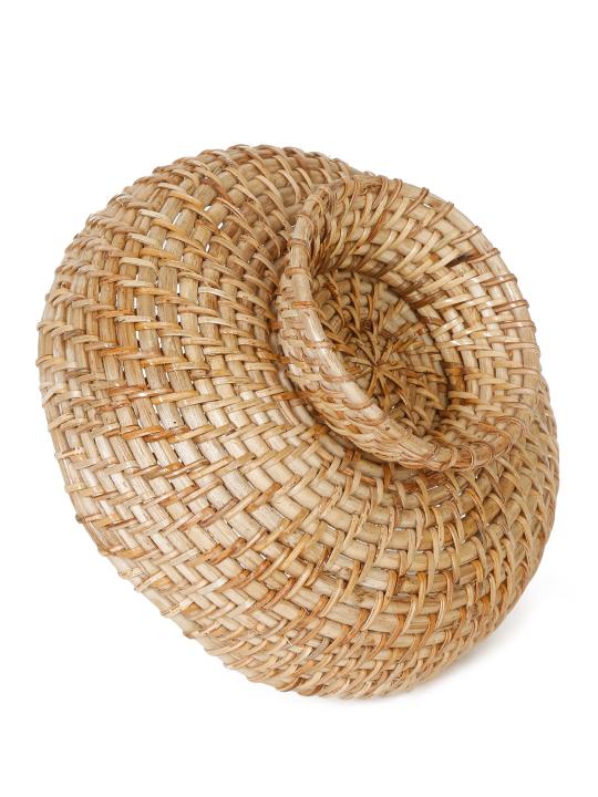 Shilpkara Circular Charm Handcrafted Eco-Friendly Organic Circular Multi-Utility Rattan Storage Organiser Fruit Basket (10 x 10 x 5.3 Inches)