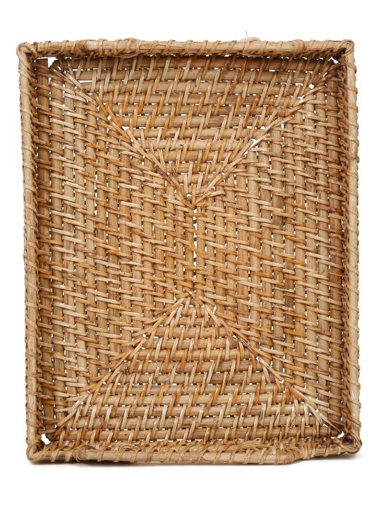 Shilpkara Coastal Classic Handcrafted Eco-Friendly Organic Rattan Platter Tray for Serving Tray for Breakfast Tray for Dining Table (14 x 11 x 2 Inches)